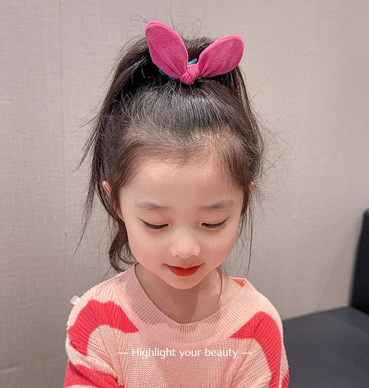 CHIMERA 5-Piece Children's Rabbit Ear Hair Ties, Ponytail Elastics, Non-Damaging Hair Bands, Hair Accessories for Girls, Mid-Autumn Festival Gift 1