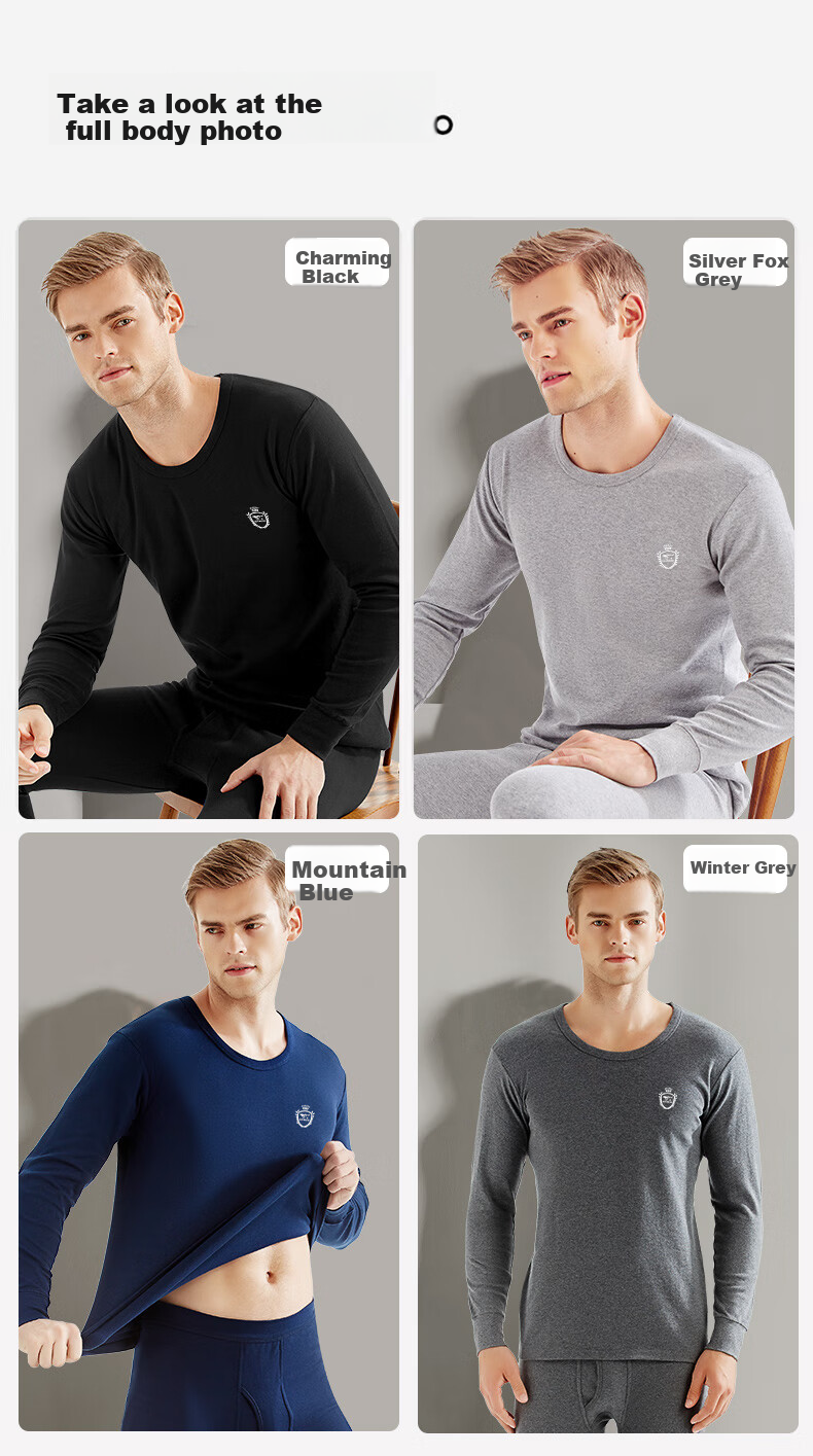 SEPTWOLVES [100% Cotton] Pure Cotton Autumn Undershirt for Men, Autumn And Winter Base Layer, All-Cotton Top, Long-Sleeve Thermal Underwear, Cotton Sweater 7