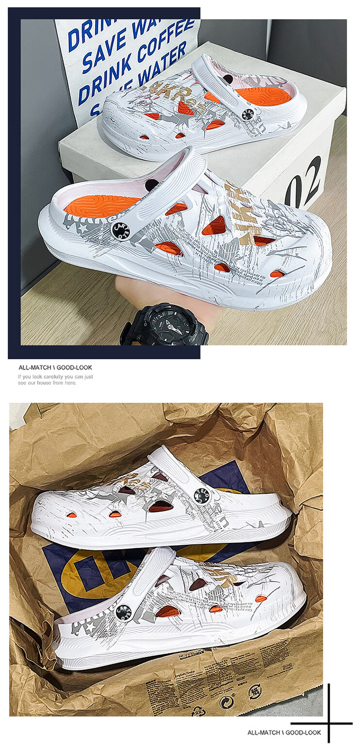 CARTELO Men's Perforated Shoes, Summer Popular Breathable Sandals, Dual-Use Soft-Soled Beach Shoes with Comfortable Feel 8