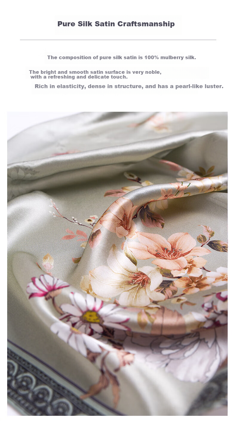 Hangsilu Silk Scarf for Women, Chinese Style Long Scarf, Mulberry Silk Shawl, Birthday Gift, Mid-Autumn Festival Gift for Mom And Teachers 2