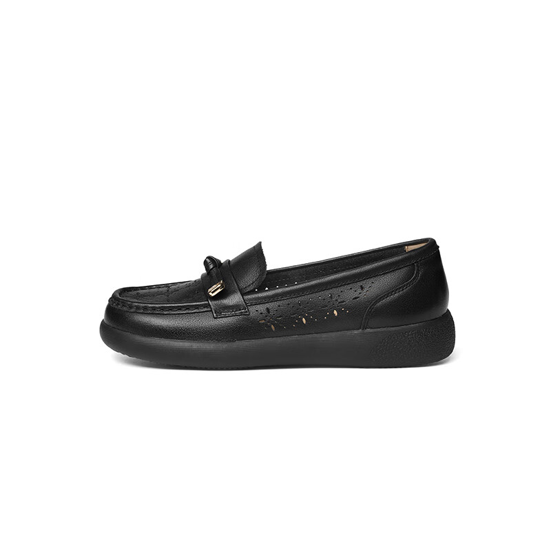 RED DRAGONFLY Soft-Soled Women's Flats, Spring And Summer New Style Women's Shoes, Slip-On Hollow-Out Flats, Middle-Aged And Elderly Shoes, WTB25049 Black, Size 38