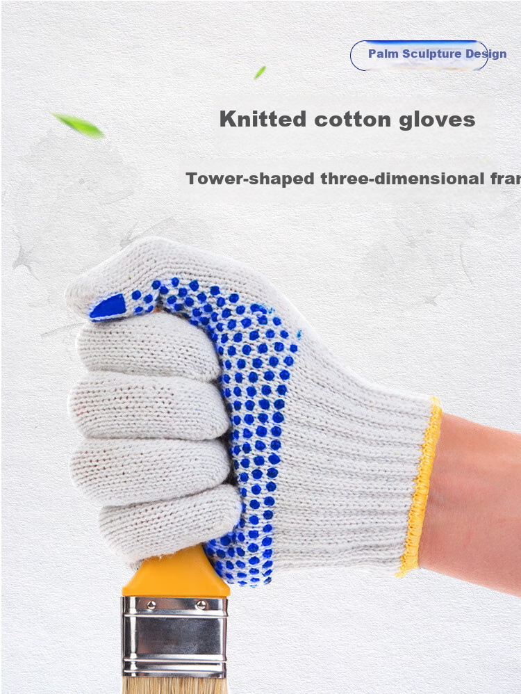 Ams Cotton Work Gloves with Anti-Slip Thickened Durable Cotton Yarn for Car Repair, Agriculture, Construction, Labor, Bricklaying, Warehouse Work, White Unisex 900G [Authentic Product] 12 Pairs 7