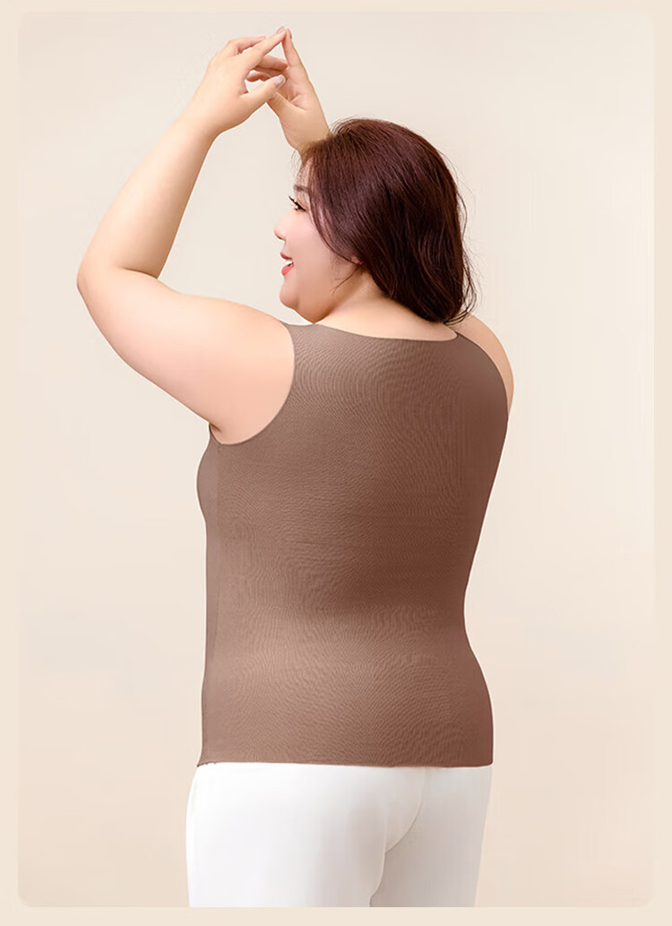 FitonTon Plus Size Warm Vest for Women Fat MM Autumn Winter Wool Silk with Chest Pad Integrated Base Layer Underwear 3XL 12