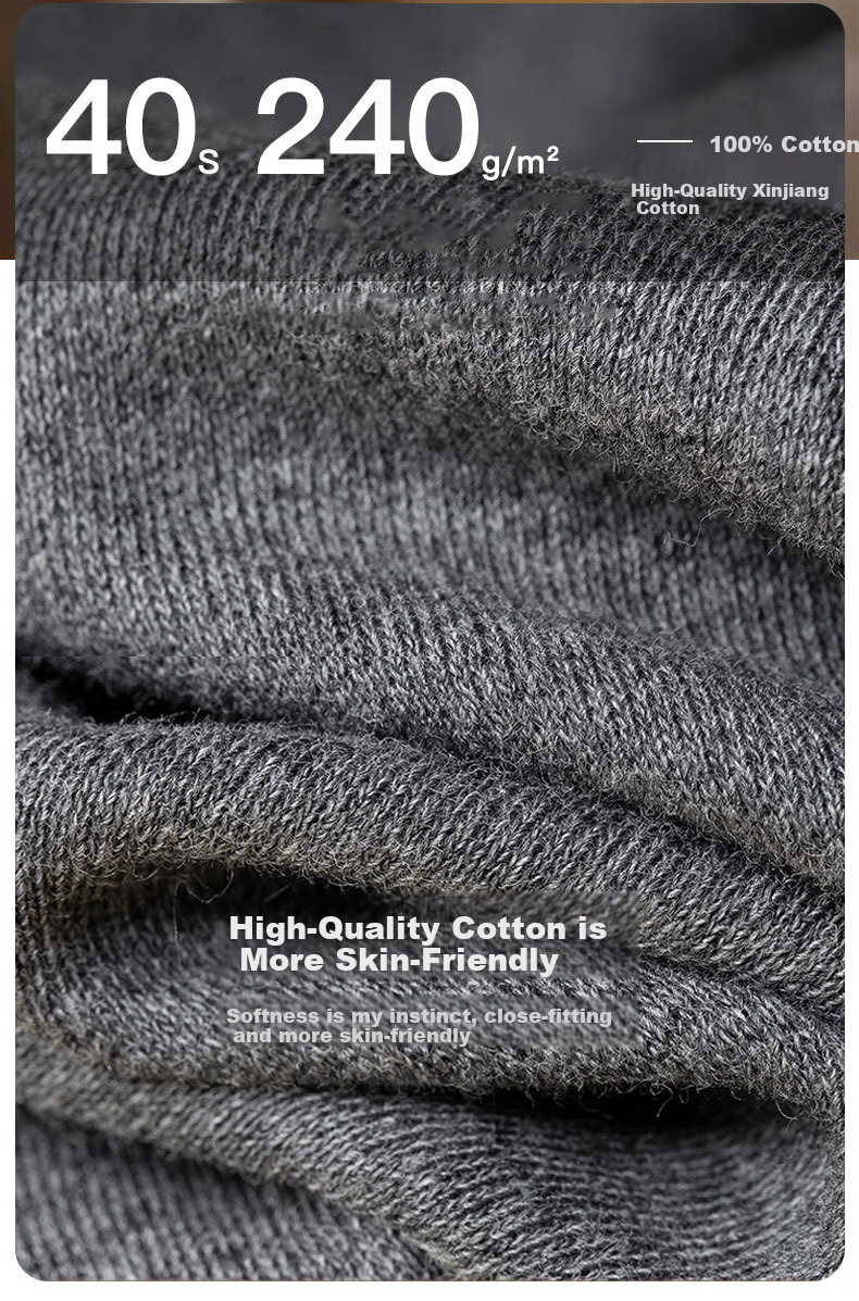 SEPTWOLVES [100% Cotton] Pure Cotton Autumn Undershirt for Men, Mid-High Collar Windproof Underwear, All-Cotton Thermal Base Layer Top 2
