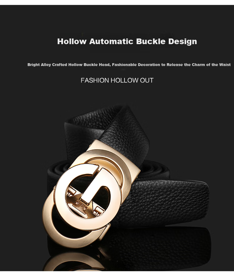 COW Men's Automatic Buckle Belt, Top-Grain Leather, Casual Jeans, Business Genuine Leather Trouser Belt, C-858 Gun Color 4