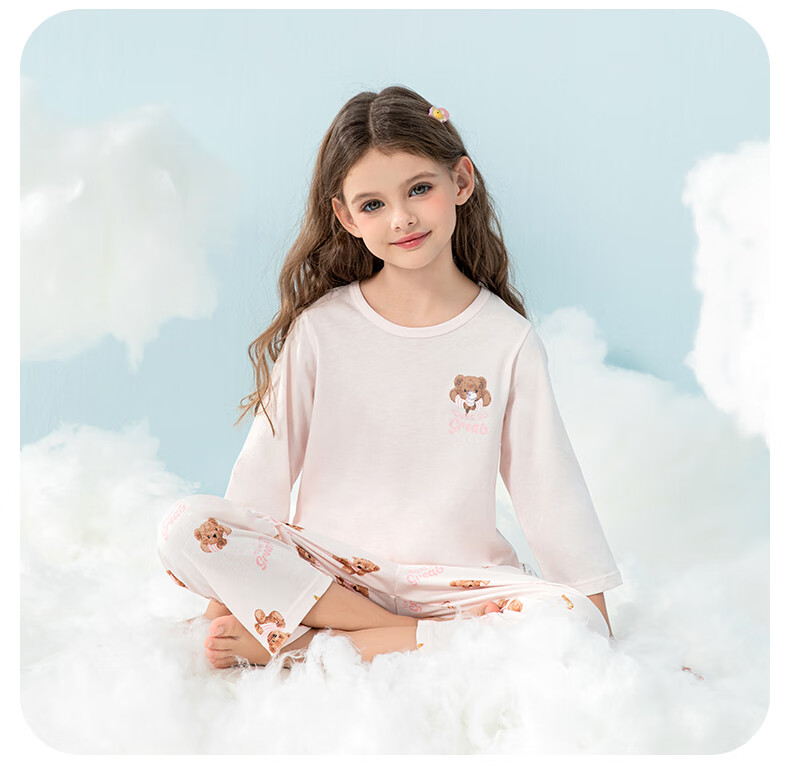 YING BO LUN Girls' Pajamas, Spring And Summer Thin Style, Children's Home Wear, Girls' Summer Air Conditioning Clothes, 20892 Light Pink, Size 160 15