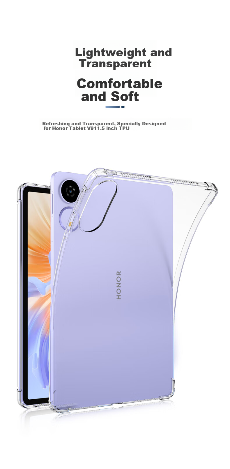 BIAZE Compatible with Honor 10 Pro 2026/Honor Tablet V9 2024 Protective Case, Honor Tablet Computer 11.5-Inch Cover, TPU Airbag Shockproof PB561-Transparent White 1