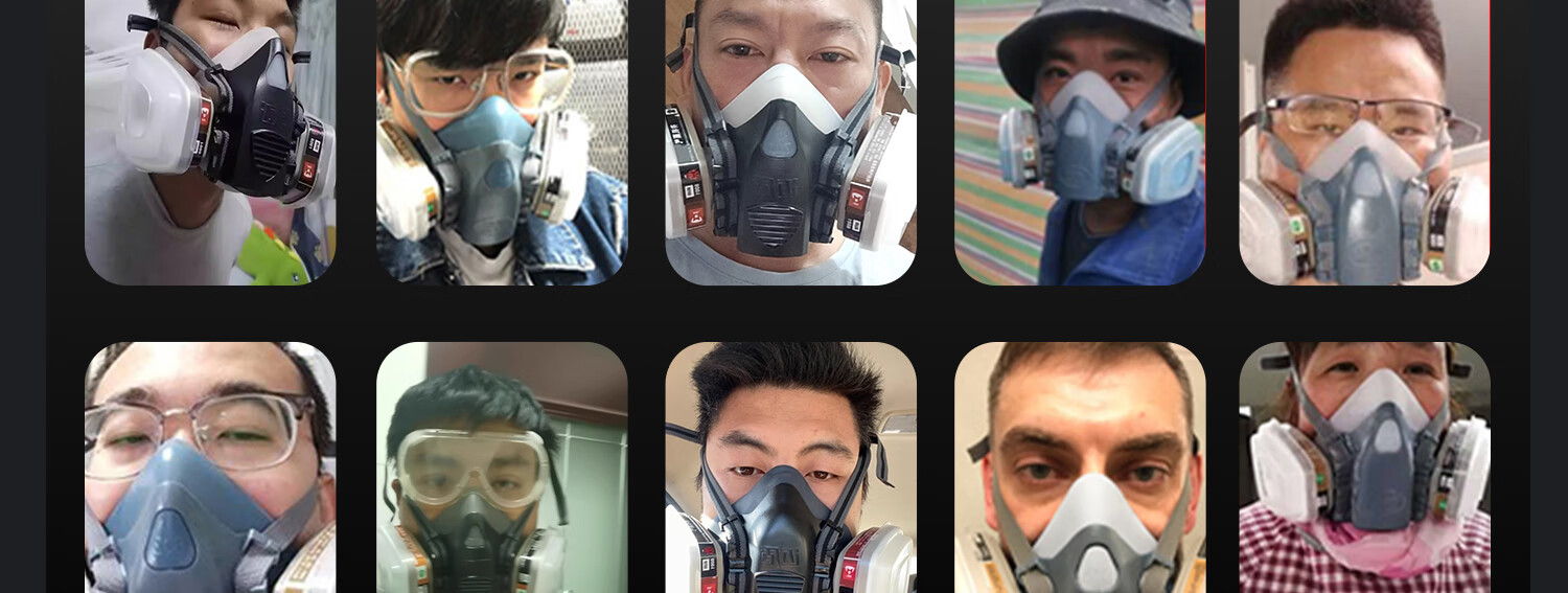 MAIDUN Gas Mask, Fire Escape Respirator, Anti-Toxic Carbon Filter Mask for Formaldehyde And Paint Spray, Welding Mask M8 Set 5