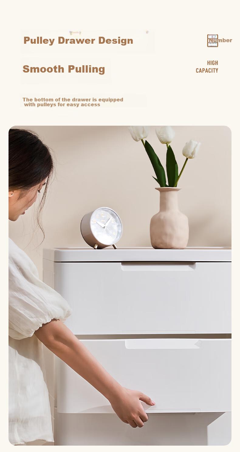 Jiekou Bedside Table, Bedroom Small Cabinet, Drawer-Style Storage Cabinet, Plastic Thickened Storage Cabinet, 2 Layers 5