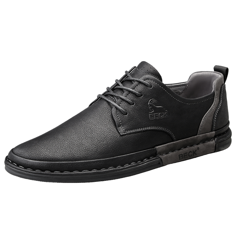 Gongyang Leather Shoes for Men, Genuine Leather, Spring And Summer Formal Business Shoes, British Style Trendy Casual Shoes for Men, Black, Size 44