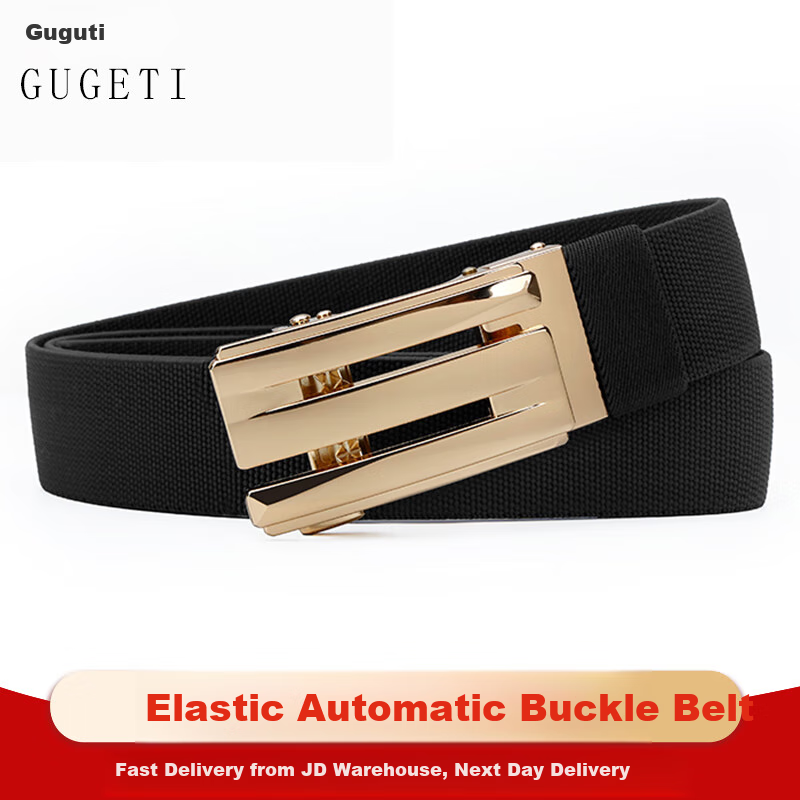 Gugeti Men's Leather Belt, Business Casual Automatic Buckle, Waist Belt for Outdoor Military Training, Tactical Elastic Belt, Fashionable And Versatile