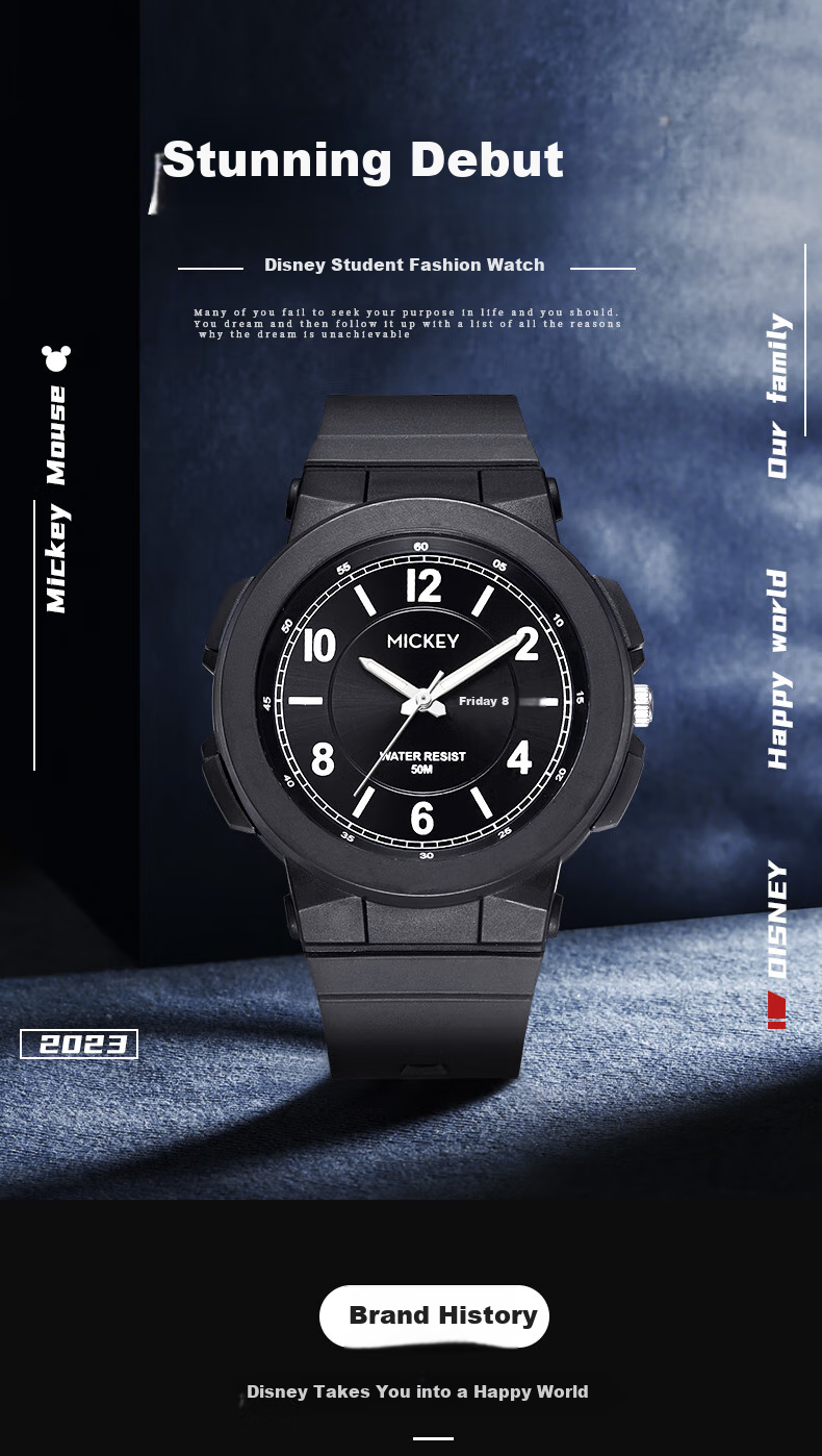 Disney Student Watch, Simple Waterproof Quartz Watch, for Teenagers in Middle And High School, Exam Watch, Back-To Gift for Students 2