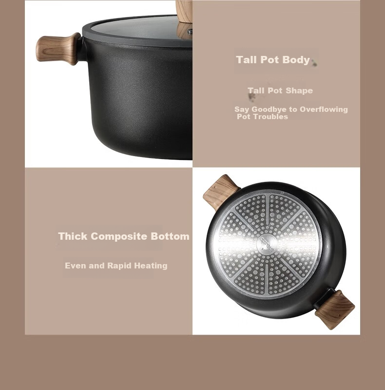 Carote Non-Stick Soup Pot Multi-Functional Stew Milk Pot Steamer Frying Pan Induction Cooker Maifan Stone Instant Noodle Pot 19