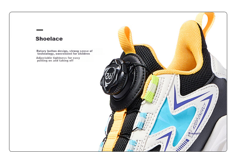 361° Children's Running Shoes, Autumn And Winter, for Boys And Girls Aged 3-14, Shock-Absorbing, Rotary Buckle, Leather Upper Sneakers, Black, Size 36 19