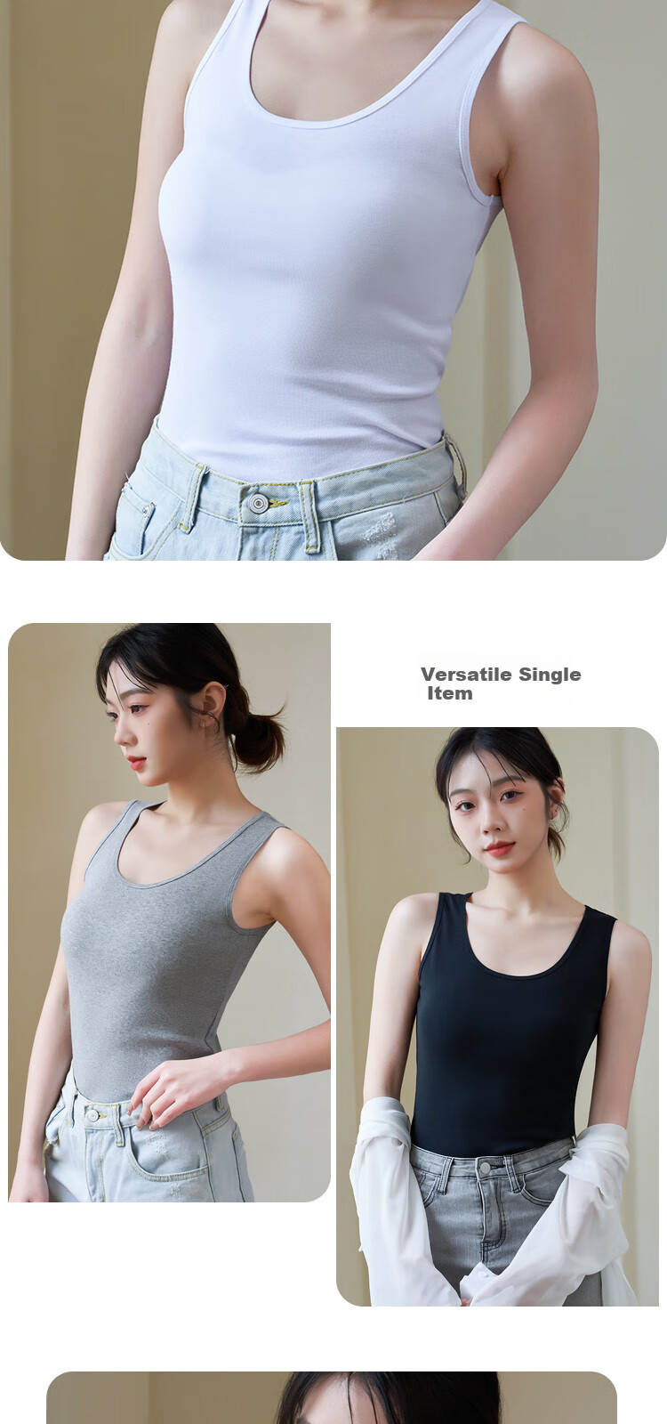 MiiOW Women's Camisole Tank Top, 2025 New Style, Pure Cotton Undershirt, Inner Wear Or Outer Wear Sleeveless Top, White, L 8