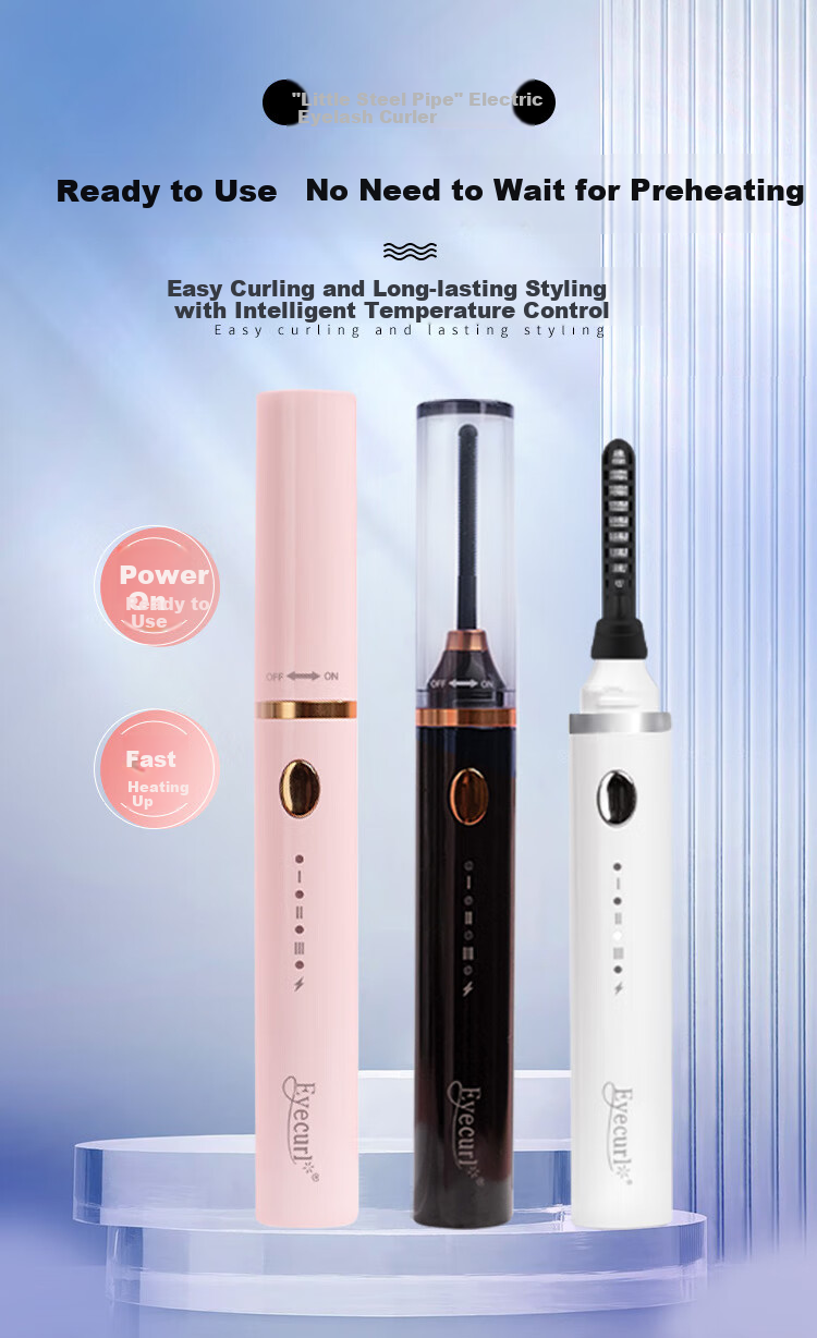 Eyecurl Pink Electric Curling Iron for Eyelashes, Rechargeable Eyelash Curler, Long-Lasting Shaping Tool for Beginners 1