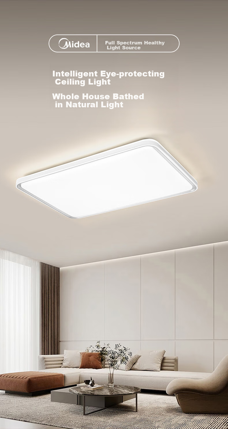 Midea LED Ceiling Light for Living Room, Dining Room And Bedroom, Tri-Color Eye Protection Lighting Fixture, 140W Flowing Gold N1, Installation Included 3