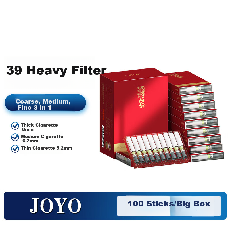 JOYO Disposable Cigarette Filter Tips 39 Heavy Filters Coarse Medium Fine Triple Use Holiday Gift 100 Pieces