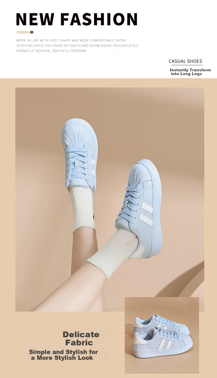 La Chapelle Women's Sneakers, Versatile Soft-Soled Casual Shoes, New Style Sports White Shoes for Women - A080BR, Blue, Size 40 1