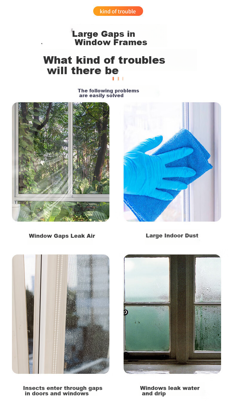 Jinlongxing Window Sealing Strip, Windproof And Warm, Gray, 10 Meters, Door And Window Gap Tape, Window Sealing Rubber Strip, Gray 3