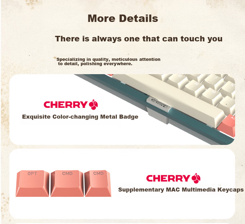 CHERRY KW300MX TKL Mechanical Keyboard, 81 Keys, New Vintage, Wireless Hot-Swappable, Compatible with MACMINI, for Gaming And Office Use, Navy Blue/gray, Brown Switches 16