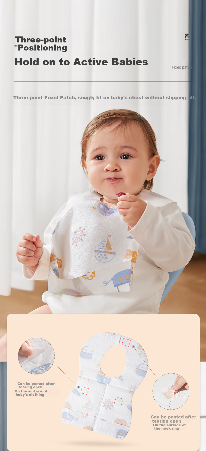 Shiyuejiejing Disposable Baby Bibs, No-Wash Feeding Bibs for Infants, 2 Boxes of 40 Pieces 6