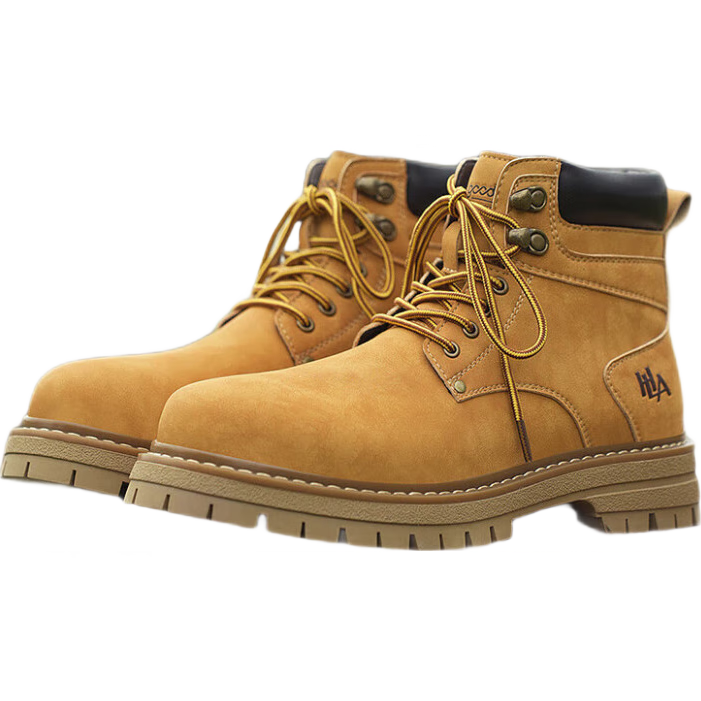 HLA New Year Gift Couple Boots Yellow Martin Boots Men Comfortable Autumn Winter T249 Light Brown Size 45