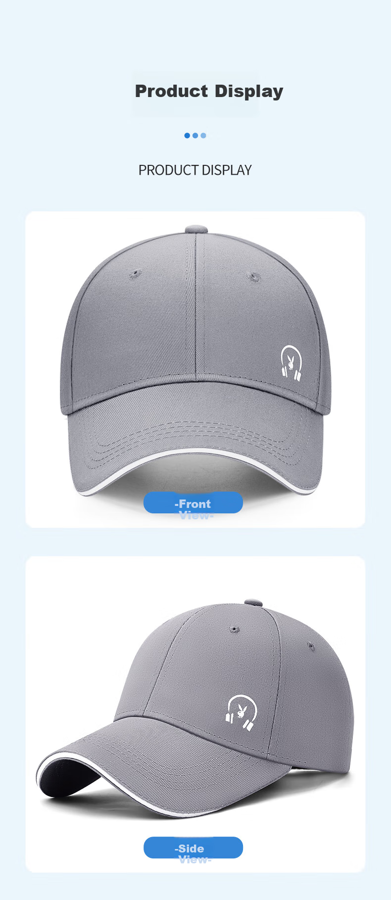 PLAYBOY Baseball Cap for Men, All-Season Visor Hat, Sun Hat, UV Protection, Breathable Fishing Hat, Gray 9