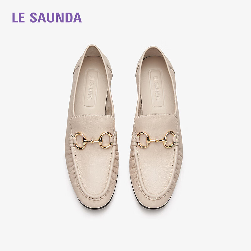 Le saunda [Luckfull] Commuter Comfortable Lambskin Loafers Women 20201 Cream White BDK 36