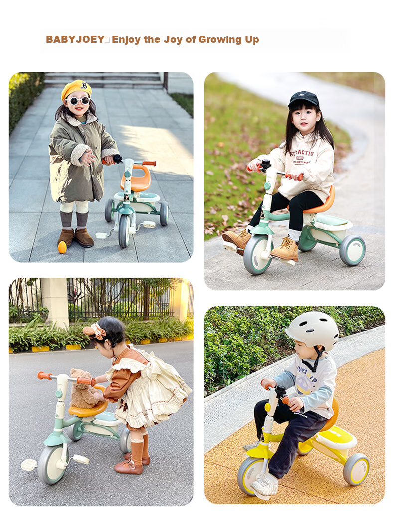 BABYJOEY British Children's Tricycle Pedal Bike Foldable Bicycle for Ages 1-5 Lightweight Kids' Bike TT61 with Handlebar 1