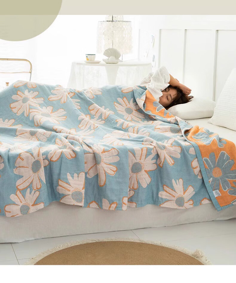 Wuyinliangpin Class A Pure Cotton Four-Layer Gauze Blanket, 150*200cm, All-Cotton Towel Blanket, Summer Single Dormitory Office Coverlet 2