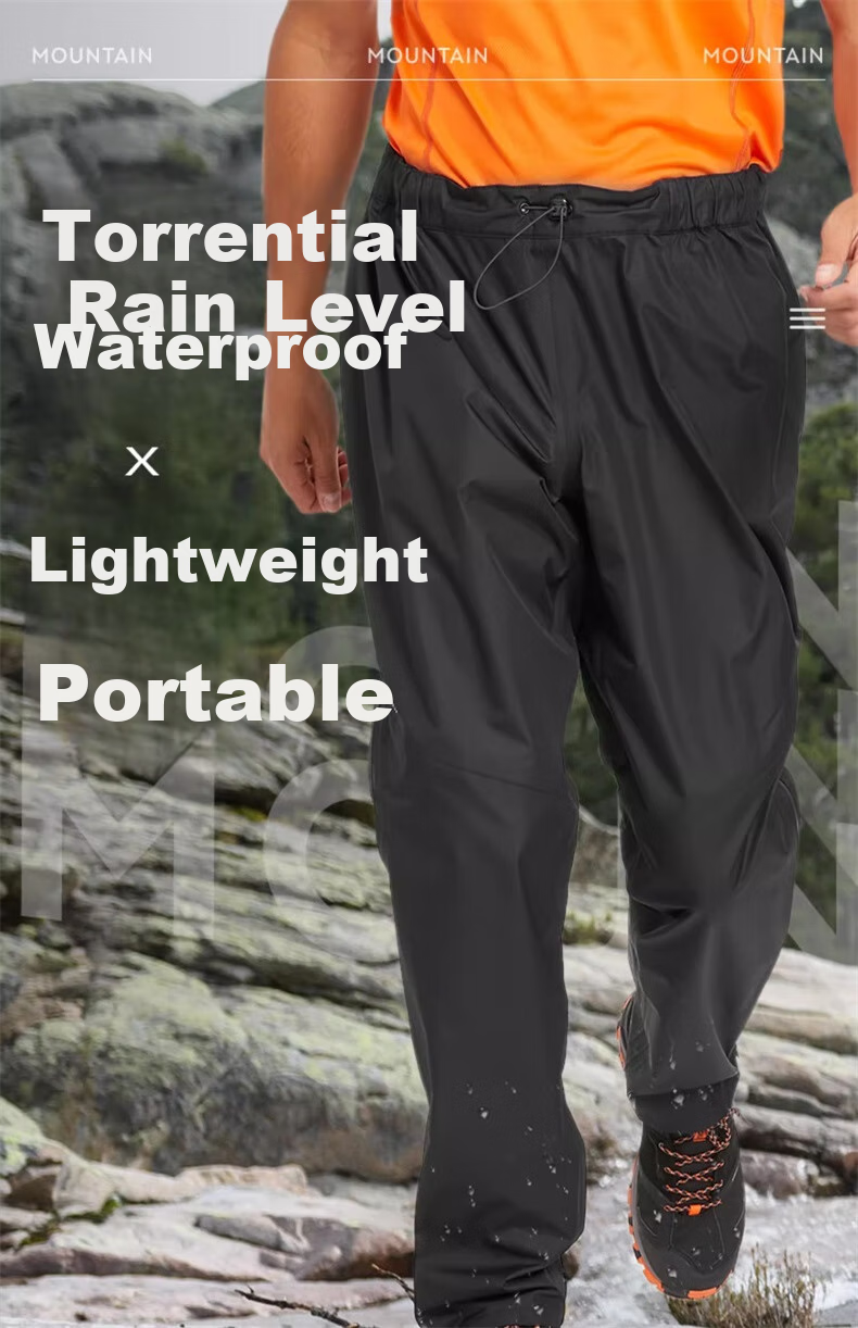 DECATHLON Men's Windproof Outdoor Lightweight Pants, Hiking Rain Trousers, Loose Fit MH500 Men's - Black XS 2715542 2