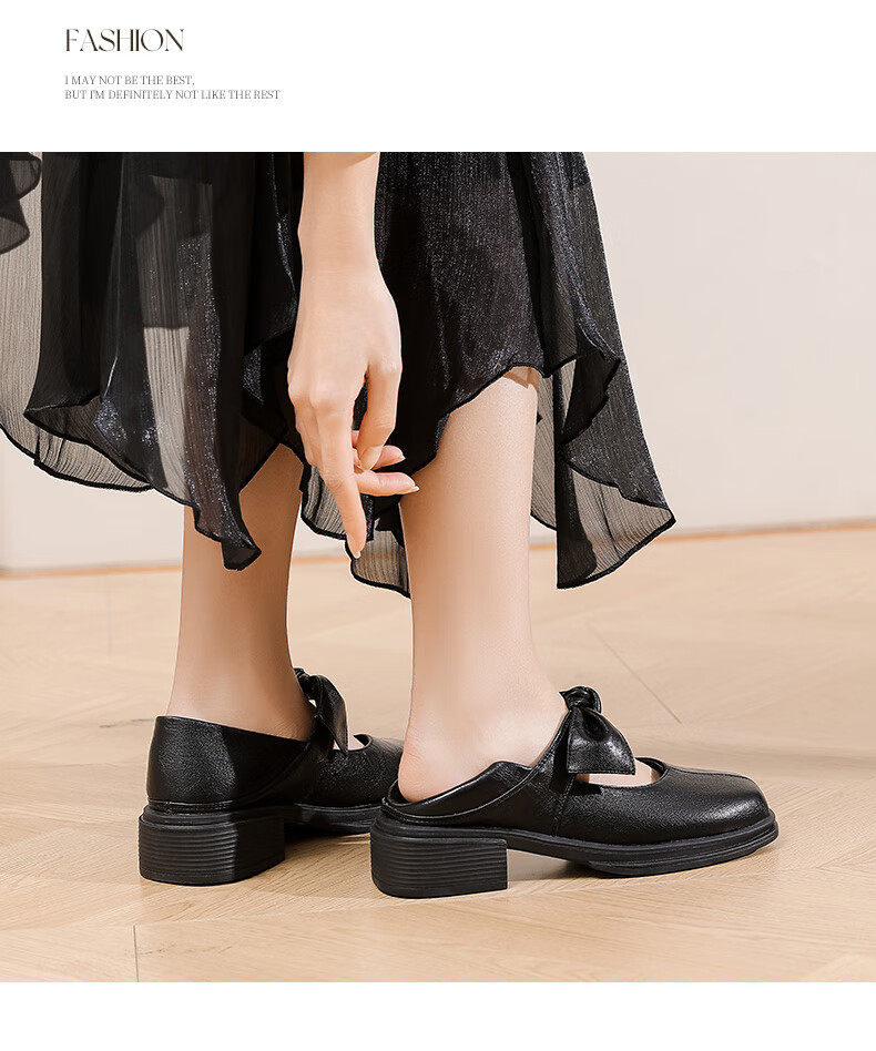 DAPHNE Bow Mary Jane Shoes for Women JK with Skirt Elegant British Style Design Sophisticated Flats Black Size 36 6