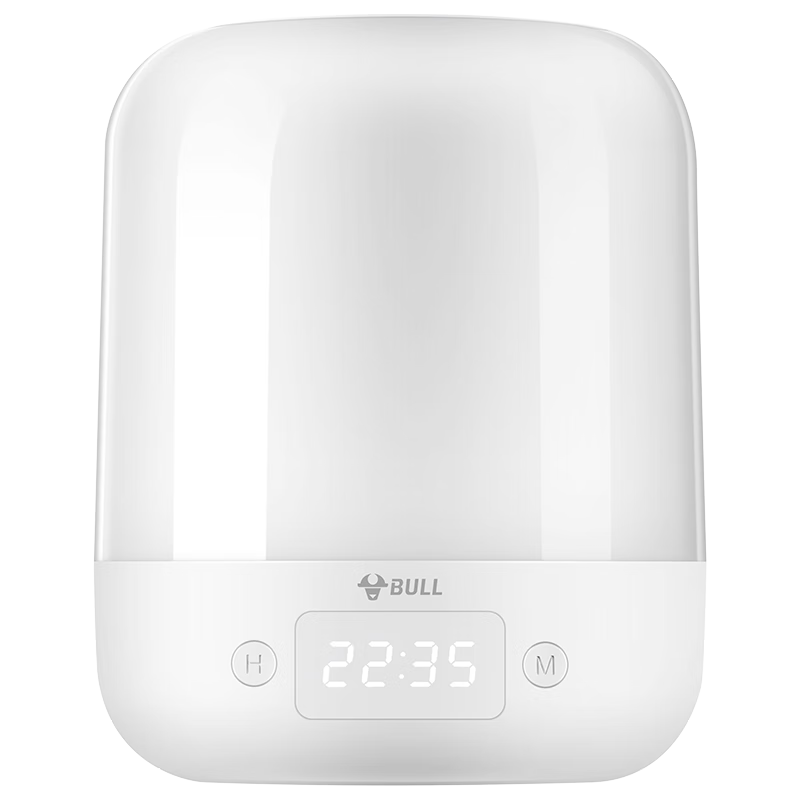 BULL Bedside Night Light for Mothers And Babies, Night Feeding Atmosphere Lamp, Three Color Temperature Settings, Stepless Dimming, Rechargeable with Clock Function, 6000mAh Battery