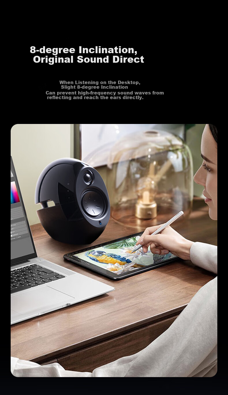EDIFIER E25HD Desktop Bluetooth Speaker, Exquisite HIFI High-Fidelity 2.0 Audio System, Home Artistic Speaker, Dawn Red 15