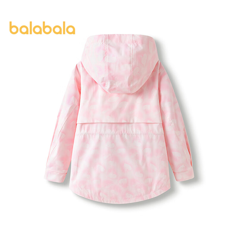 BALABALA Girls' Outerwear, Children's Soft Shell Jacket, Spring And Autumn Style, Hooded, Sweet And Fashionable, Trendy, Protective Casual Wear