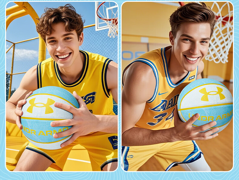 Under Armour Basketball Size 7 for Middle School Students, Youth Competitions, Adults, Indoor And Outdoor Use, Elementary School Students, Non-Slip, Wear-Resistant, Blue Basketball 4