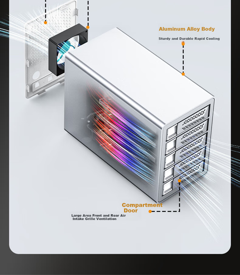 Yottamaster Hard Drive Enclosure, 10Gbps Hard Drive Bay, 150W High-Power Power Supply, Compatible with 2.5/3.5-Inch SATA Serial Mechanical And Solid State Drives, Suitable for Desktop Computers 9