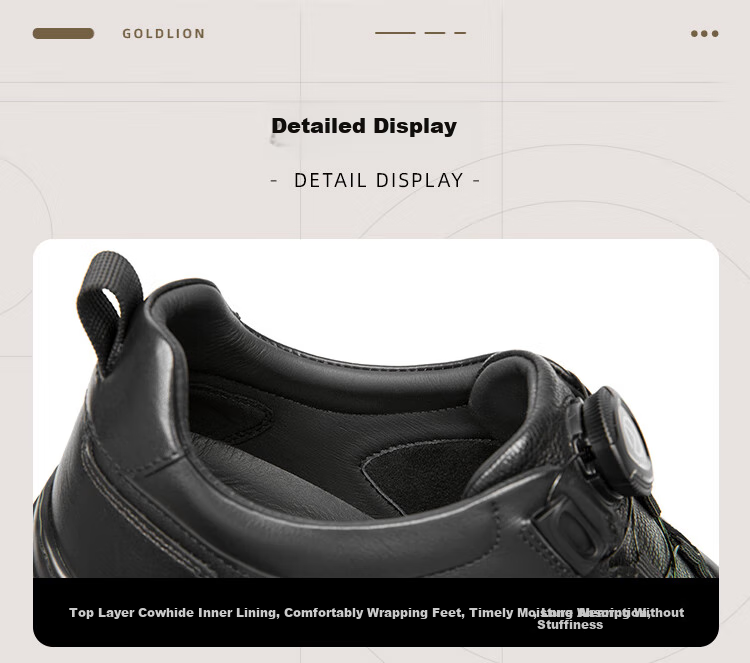 Goldlion Men's Shoes 2025 New Fashion Versatile Comfortable Cushioning Sneakers Business Casual G559510353AAB Black Size 43 9