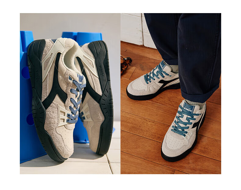 Diadora Men's And Women's Low-Top Casual Sneakers B.Action, Snowflake Gray/Air Gray/Iron Gray, Size 39 13