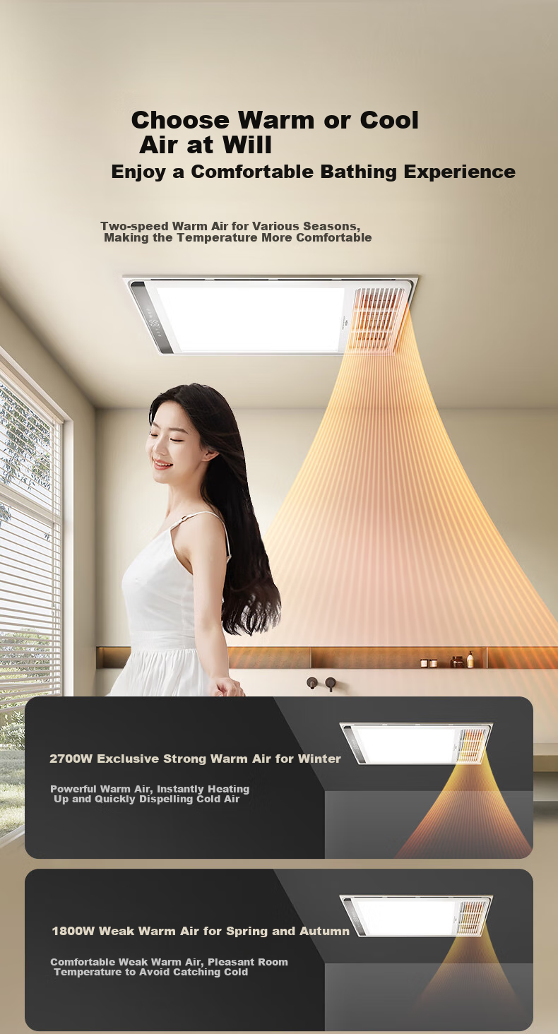 HEGII Smart Bathroom Heater, HLY Series Integrated Ceiling Light And Exhaust Fan, Heating And Ventilation Dual-Core HLY102 5