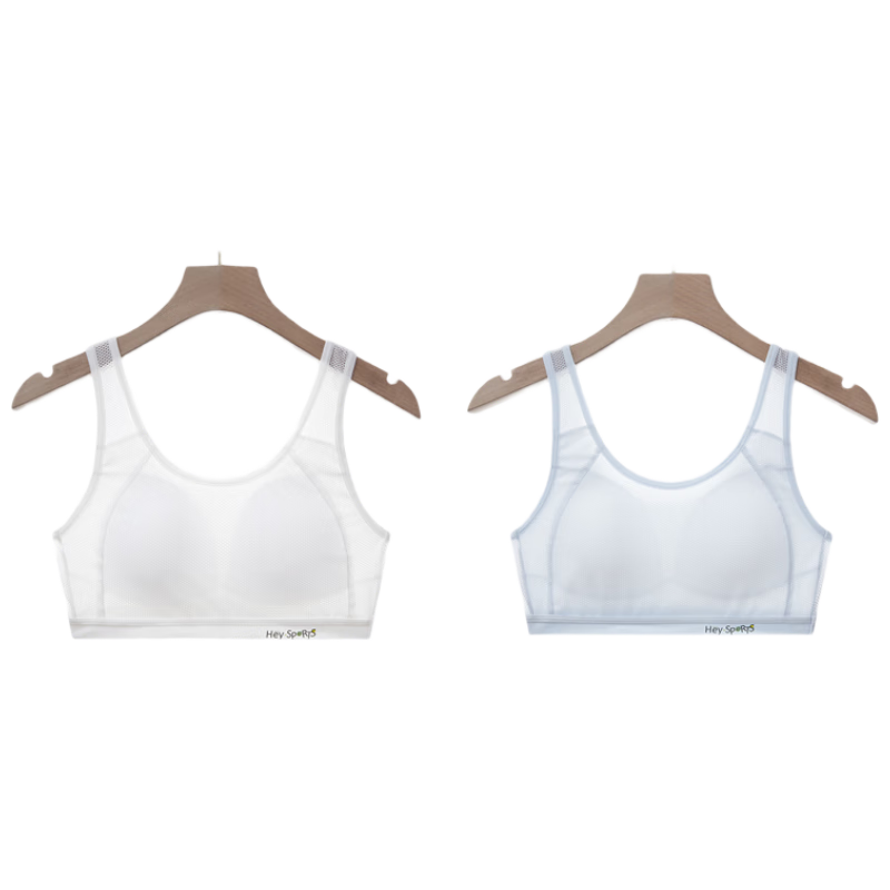 Meishianxuan [2-Pack] Developmental Stage Girls' Student Sports Bra, Fixed Cup Bra for Middle And High School Students