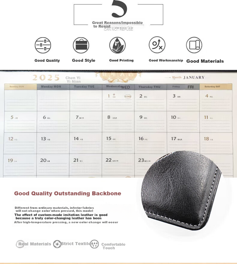 TRNFA DB-908 Brown Large Executive Desk Calendar 2025 Creative Planner Book Monthly Calendar Memo Board Desk Pad Business Desktop Office Mat Desk Calendar 2
