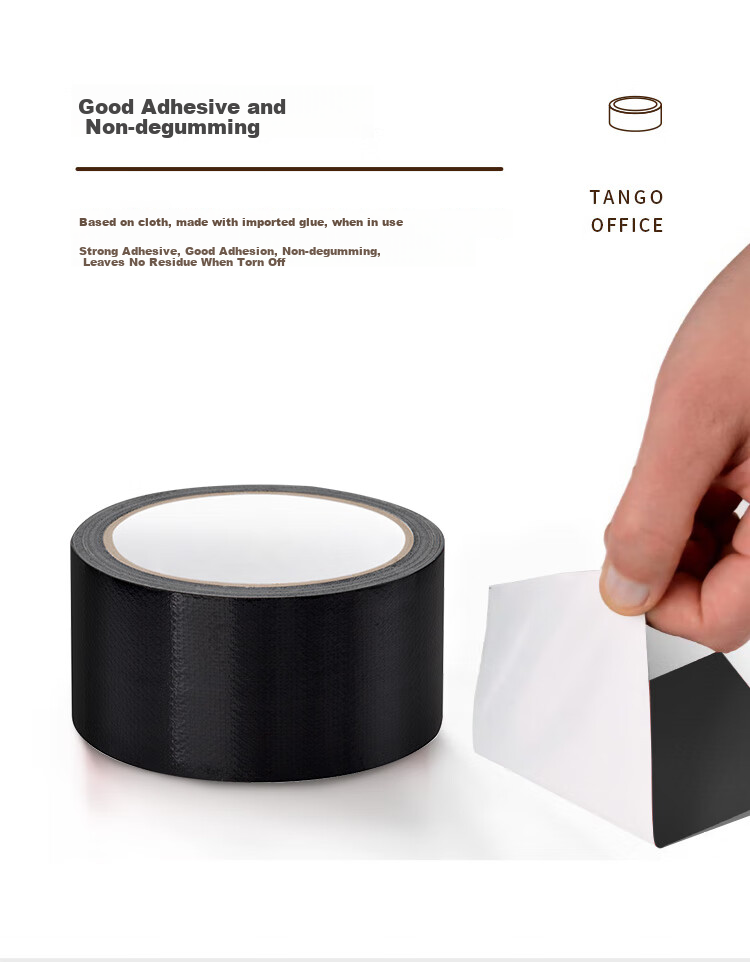 TANGO Office Strong Carpet Tape, Windproof, L-Shaped, Sealing, High Adhesion, Wear-Resistant, Waterproof Tape, Can Be Hand-Torn, Black, 48mm*15y (13.7 Meters), 3 Rolls Per Pack 6