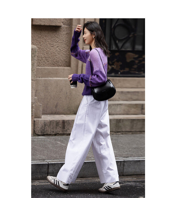 Dme [Containing Wool], Spring And Autumn French Slow Travel Color-Block Sweater, Loose-Fitting, Flattering, Fashionable Knit Top for Wome 3