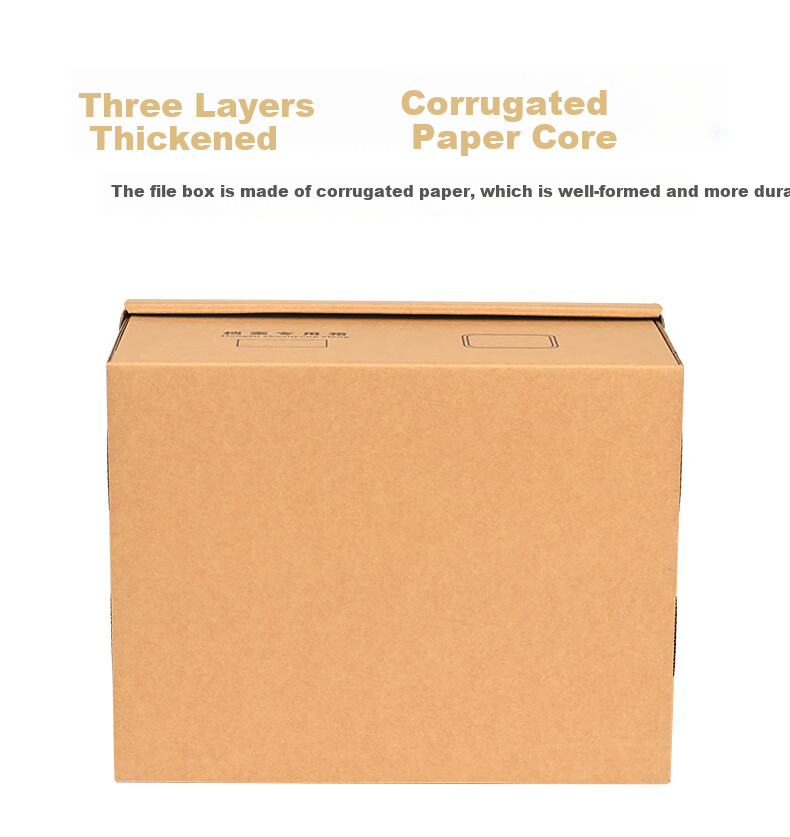 Taidang File Box, Document Storage Container, Archive Organizer, Bank Insurance Financial Real Estate, Kraft Paper Corrugated Cardboard File Storage Box, 400*345*250mm [5 Pieces] 3