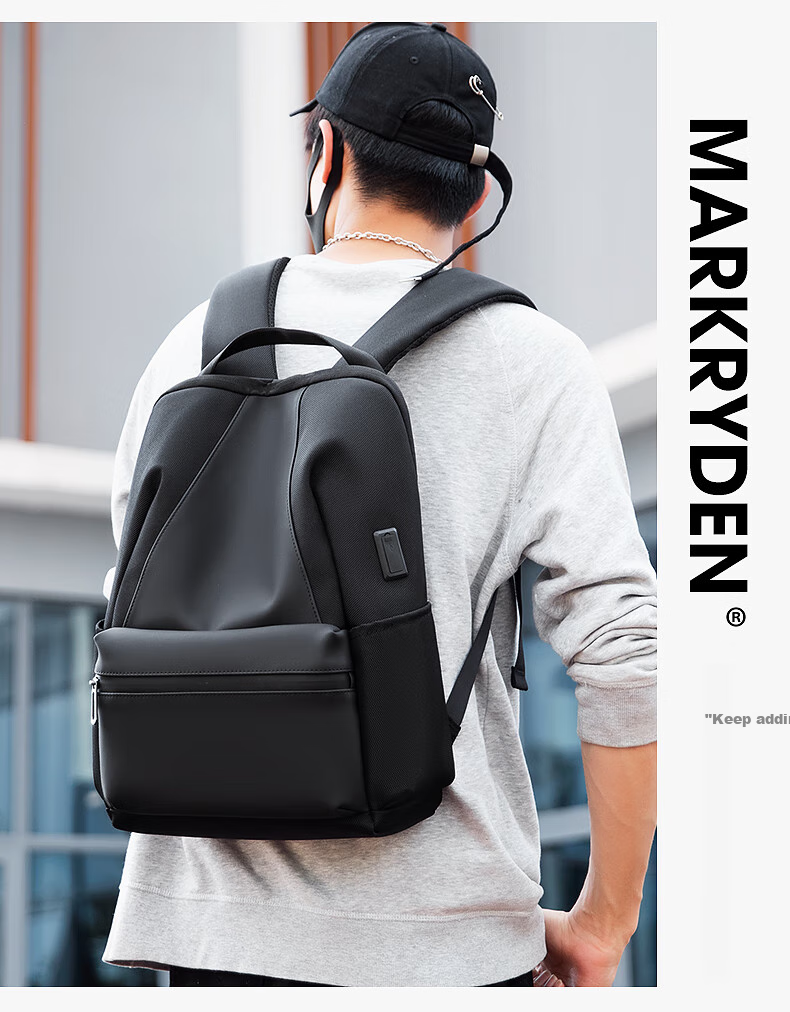 MARK RYDEN Trendy Backpack for Men And Women, Student Schoolbag, Casual Travel Bag, 14-Inch Laptop Bag MR9809 Elegant Black 9