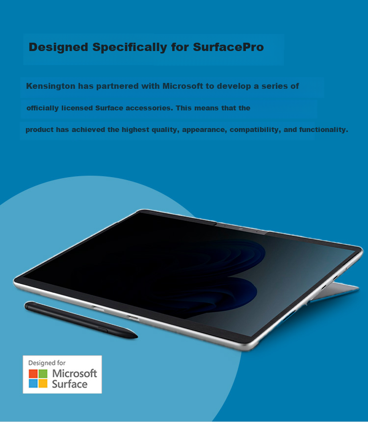 Kensington Privacy Screen Protector for Surface Pro 8/9/10/11, Magnetic Anti-Peeping Screen, Microsoft Certified Privacy Film, Anti-Blue Light Film K51700 4