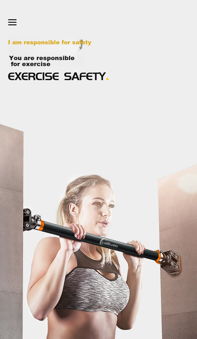 CALLIVEN Pull-Up Bar Trainer, Home Use without Drilling, Indoor Door-Mounted Hanging Bar, Fitness Equipment, 96-130cm 5