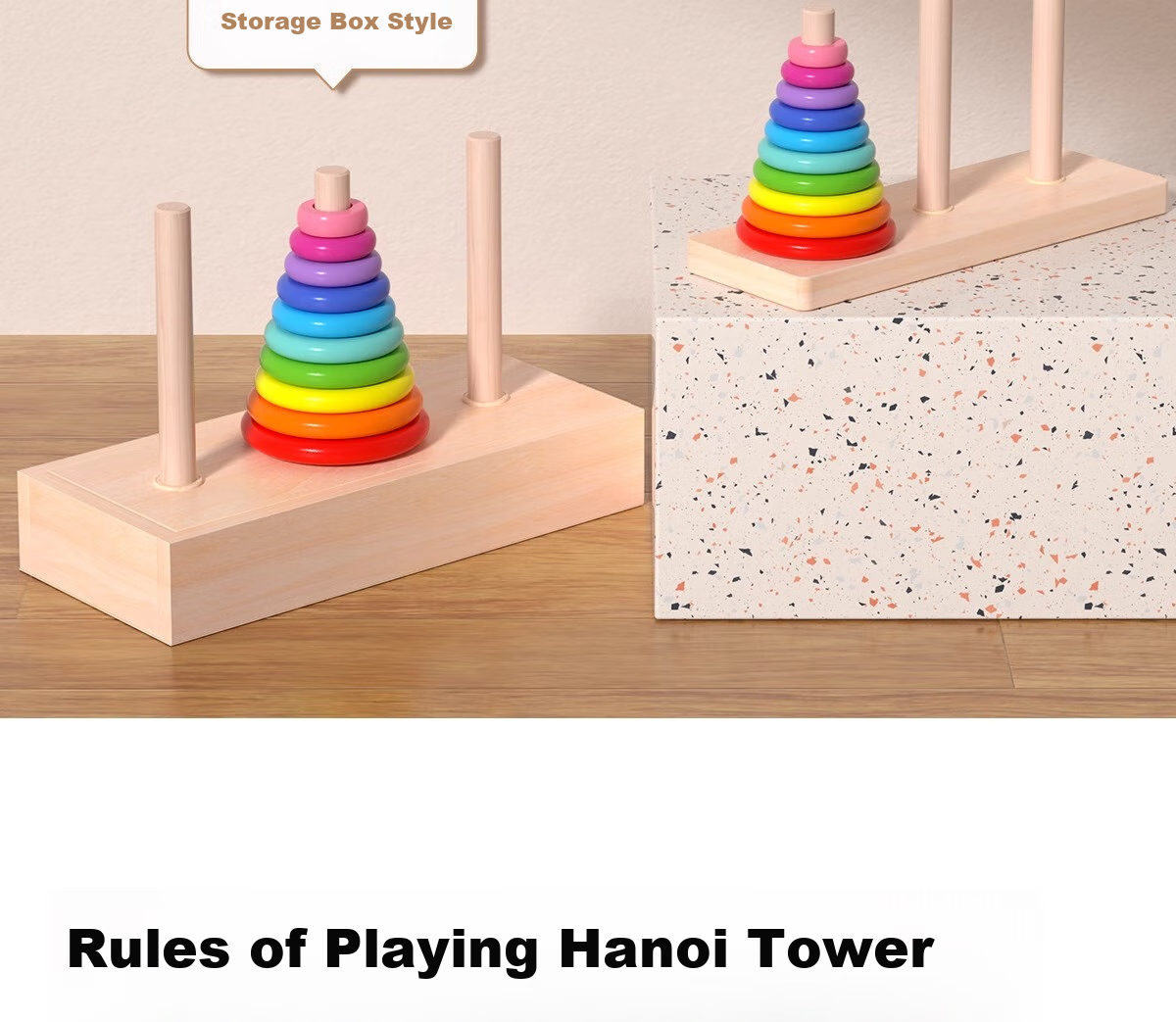 Xiaowandou, Hanoi Tower for Primary School Students, 8-Tier Competition-Specific Eight-Level, Kindergarten And Primary School Children's Educational Puzzle Toy for Cognitive Training 3